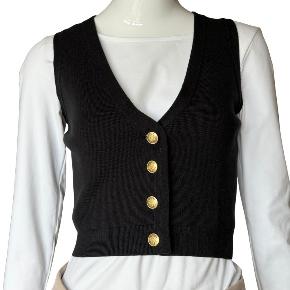 J. Crew Black Button Down Knit Vest Size XXS NWT - Picture 4 of 6